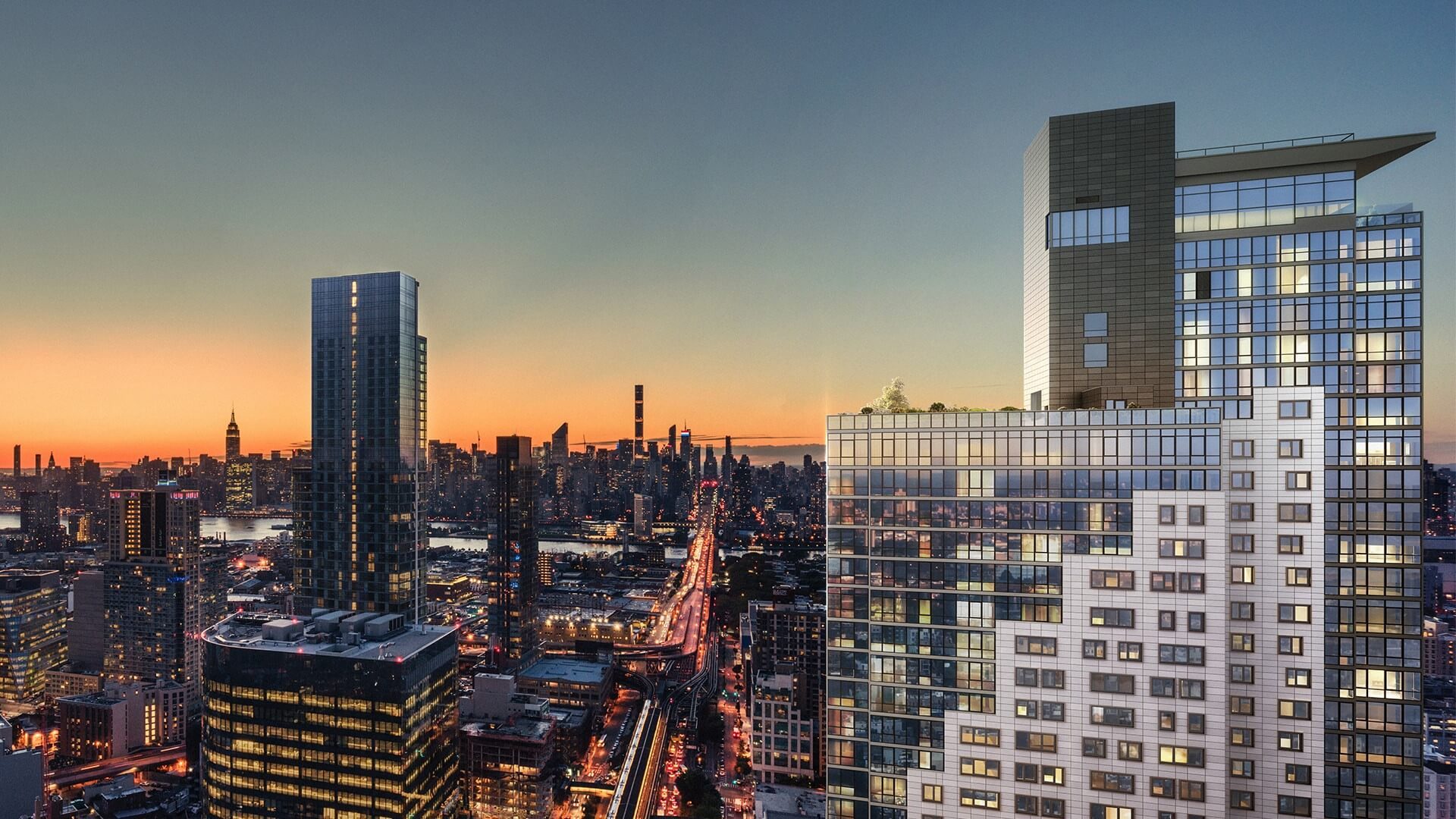 New York skyline showcasing rendering of Alta building